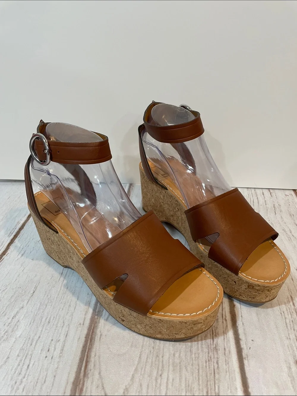 Dolce Vita Brown Cork Wedge Sandals Size 10 Platform Sole Buckle Ankle Strap